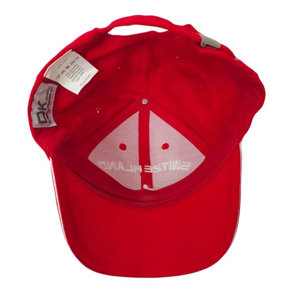 Switzerland Logo Strap Back Cap Spell Out Embroidered Hat Red DK Doerig Kreier - Picture 6 of 15